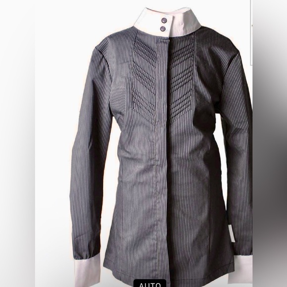 Horse ware Ladies Long Sleeve Competition Show Shirt -Blue Pinstripe -Medium/40 - Picture 1 of 5